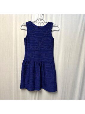 Trixxi Girl Sleeveless Dress Size 10 Blue Wavy Textured Fit and Flare NEW